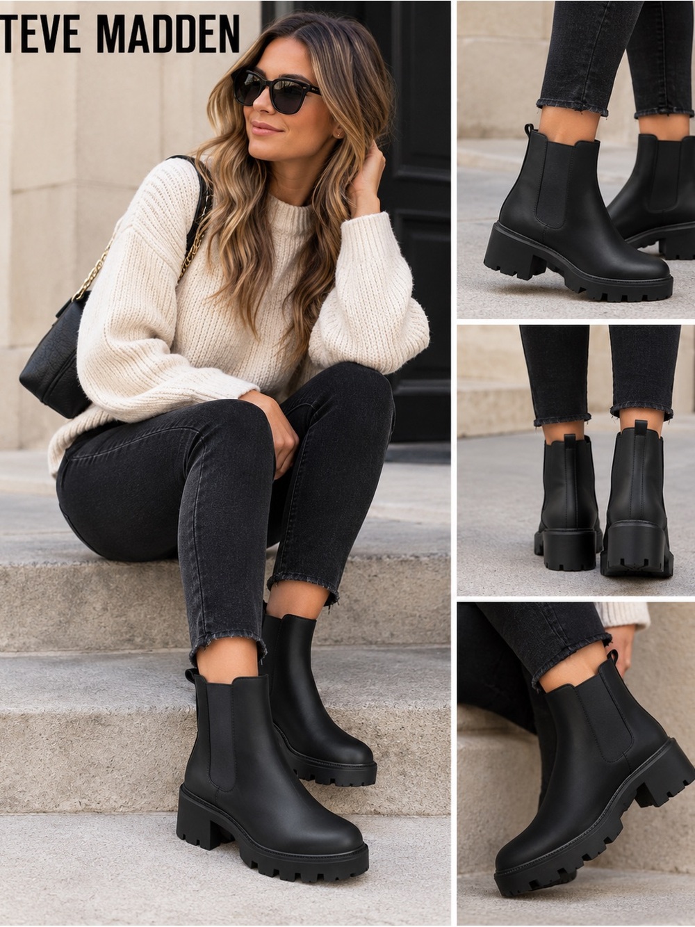 Black Chunky Ankle Lug Boots